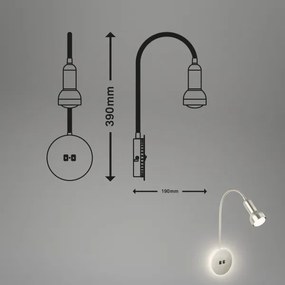 Briloner 2178012 - LED Lampada flessibile da muro 1xE14/10W/230V + LED/3W cromo