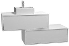 Mobile per bagno sospeso con lavabo singolo e due cassetti 94 cm Bianco - TEANA II