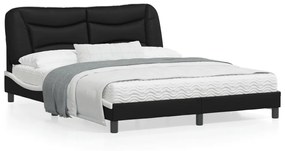 Giroletto Con Testiera Nero E Bianco 160x200 Cm İn Similpelle /