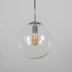Lampada a sospensione scandinava cromo con vetro trasparente - Ball 30