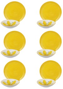 Servizio 12 piatti fiore giallo Flowers porcellana