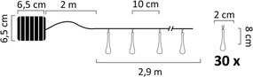 Catena LED solare ICE 30xLED/1,2V 300 mAh IP44