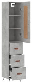 Credenza grigio cemento 34,5x34x180 cm in legno multistrato