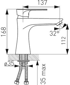 FERRO - Miscelatore per lavabo + piletta ALGEO SQUARE cromo lucido