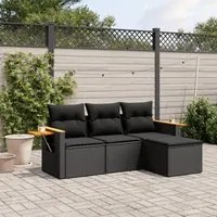 Set Divani da Giardino 4 pz con Cuscini Nero in Polyrattan 3259143