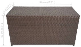 Baule da giardino marrone 120x50x60 cm in polyrattan