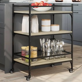 Carrello Da Cucina Rovere Sonoma 65x40x86,5cm Legno Multistrato /