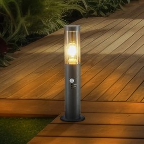Lindby lampioncino da terra Statius, antracite, ferro, sensore, 45 cm Statius, Nero, Metallo, Moderno
