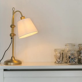 Lampada da tavolo classica bronzo con paralume bianco - Ashley