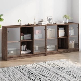 Libreria con ante rovere marrone 204x37x75 cm legno multistrato