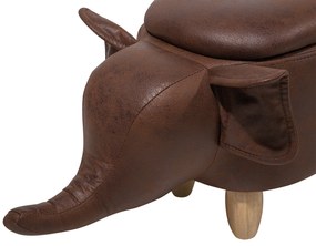 Pouf in tessuto similpelle marrone scuro ELEPHANT Beliani