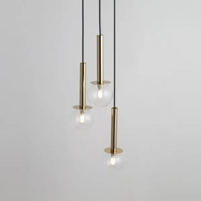 Lampadario a sospensione con filo DAISY 3xG9/12W/230V diametro 27 cm oro/nero/limpido