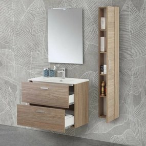 Mobile bagno sospeso 80 rovere tropea con pensile 150 lavabo e specchio Martha