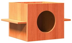 Cuccia Per Gatti Marrone Cera 51x35x30cm Legno Massello Di Pino /