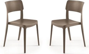 Sedia impilabile da giardino in polipropilene - FRA Tortora 2 pezzi