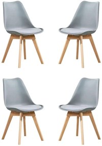 MARGOT - Set di 4 sedie moderna imbottita con gambe in legno