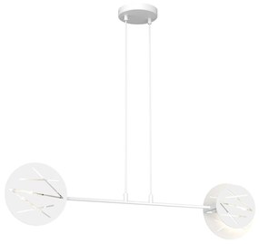 Lampadario 2 Luci Xotic In Acciaio Bianco A Bracci E Diffusori A Cerchio