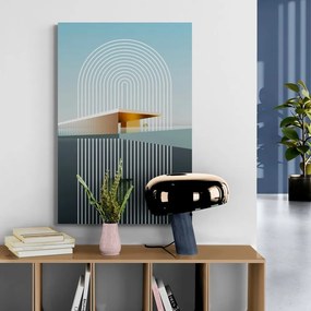 Quadro su tela – Arcobaleno con sfondo astratto Mid-Century