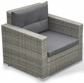 Set Divani da Giardino 6 pz con Cuscini in Polyrattan Grigio