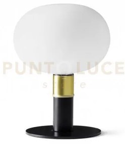 Mose lampada da tavolo 1 luce in metallo nero e particolari bronzo-...