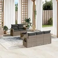 Set Divano da Giardino 6 pz con Cuscini Grigio in Polyrattan 3252237