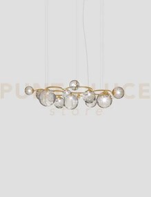 Puppet ring sospensione 15 fume' trasparente oro satinato 15 luci a...
