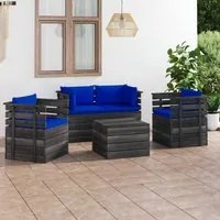 Set Divani da Giardino su Pallet 5 pz con Cuscini Massello Pino cod mxl 39219