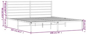 Giroletto con Testiera Metallo Bianco 193x203 cm