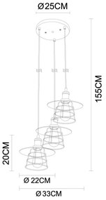 Globo 15086-3H - Lampadario VIEJO 3xE27/60W/230V