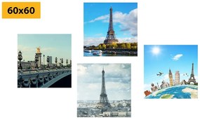 Set di quadri – Vista sulla Torre Eiffel a Parigi