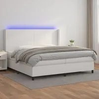 Giroletto Molle con Materasso e LED Bianco 200x200cm Similpelle 3139284