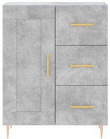 Credenza Grigio Cemento 69,5x34x180 cm in Legno Multistrato