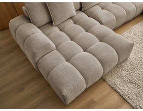 Divano angolare grigio tortora allungabile e con contenitore (penisola a destra/a U) con rivestimento in ciniglia Everest – Bobochic Paris