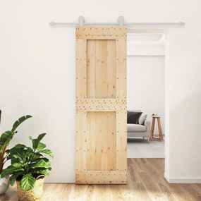 Porta Scorrevole Con Set Hardware 70x210 Cm Legno Massello Pino /