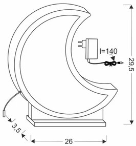 Lampada da tavolo LED per bambini MOON LED/12W/230V grigia