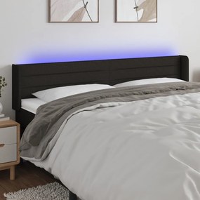 Testiera A Led Nera 183x16x78/88 Cm İn Tessuto /