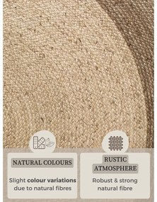 Tappeto rotondo greige in iuta reversibile e tessuto a mano ø 240 cm Jutta Greige – Hanse Home