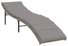 Lettini prendisole 2 pz con tavolino beige in polyrattan