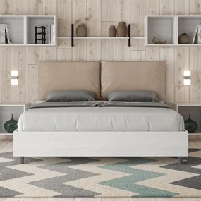 Letto con rete 160x190 cuscinatura similpelle tortora Egos Antea