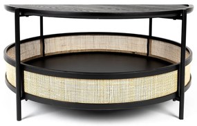 Tavolino da salotto rotondo nero/di colore naturale ø 80 cm Makoto – White Label