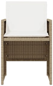 Set da Bistrò 3 pz con Cuscini Beige in Polyrattan