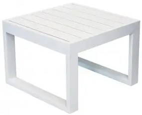 Tavolino quadrato Cuba 45 x 45 con struttura in alluminio verniciato, Bianco