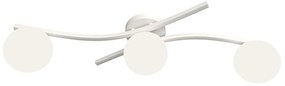 Plafoniera 3 Luci Hel In Accciaio Bianco E Sfere In Vetro Bianco