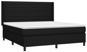 Letto a molle con materasso e led nero 160x200 cm in tessuto