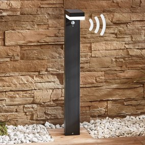 Lindby lampione a LED solare Chioma, antracite, sensore Chioma, Alluminio / Grigio / Zincato, Acciaio Inox, Moderno, Lampade solari