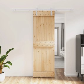 Porta Scorrevole Con Set Hardware 70x210 Cm Legno Massello Pino /