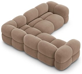 Divano angolare marrone con rivestimento in velluto Loretto – Cosmopolitan Design