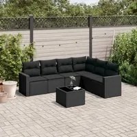 Set Divani da Giardino con Cuscini 7pz Nero Polyrattancod mxl 112694