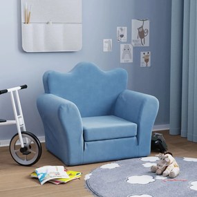 Divano Letto Per Bambini Blu İn Morbido Peluche /