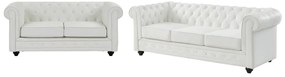 Divano 3 posti e 2 posti in Similpelle Bianco - CHESTERFIELD